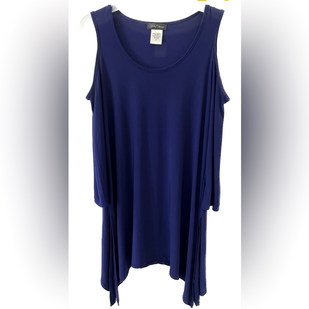 Like NEW  cold shoulder Slinky Brand top Beautiful Deep Royal Blue